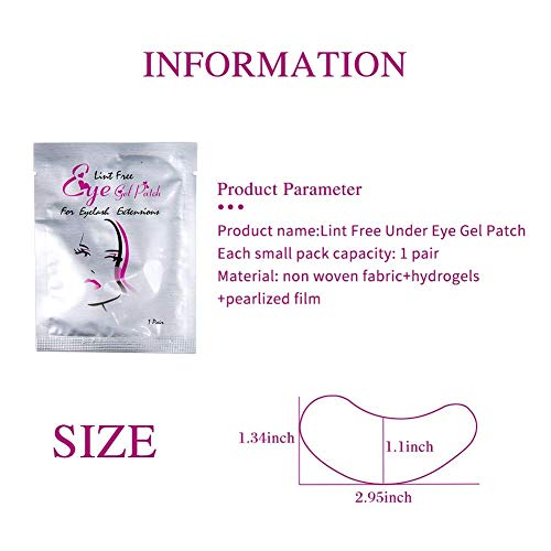 Arison Lashes Eye Gel Pads 50 Pairs Eyelash Extension Under Eye Gel Patches Lint Free Eye Patches with Smooth Front Side and Collagen Back Side E