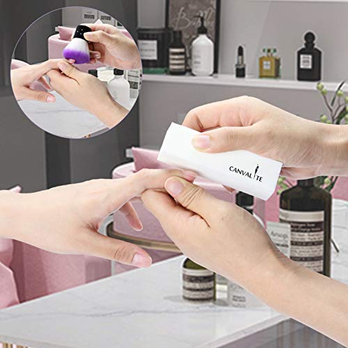 Canvalite 10Pcs White Nail Buffer Block with Nail Brush, 120 Grit Professional Salon Nail Buffer Block for Gel Nails