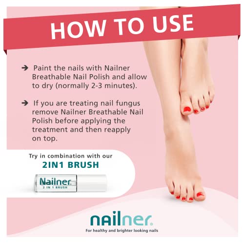 Nailner Breathable Nail Polish 8 ml - Gentle Nail Varnish Suitable for Use with All Nailner Fungal Nail Treatments - Conceals Dry Damaged Discolo