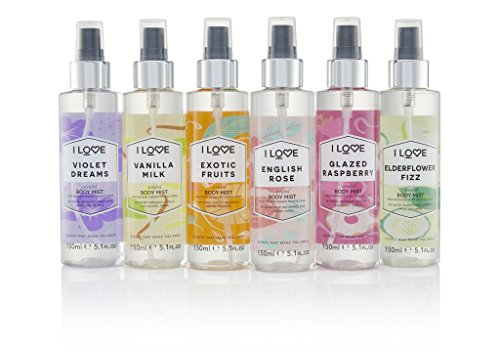 I Love English Rose Scented Body Mist, Formulated With Natural Fruit Extracts Which Offer a Burst of Fragrance, FastDrying Refreshment Throughout