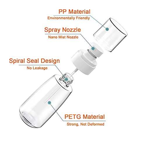 Lahviuu Spray Bottles,6 pcs Fine Mist Empty Travel Bottle Set Portable Reflillable Liquid Containers,Atomiser for Cosmetic,Make Up,Hair,Perfume,6