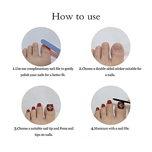 Fake Toe Nails Press on Toenails Full Cover Matte White Toenails Artificial Foot Nails for Nail Salons and DIY Nail Art 24PCS