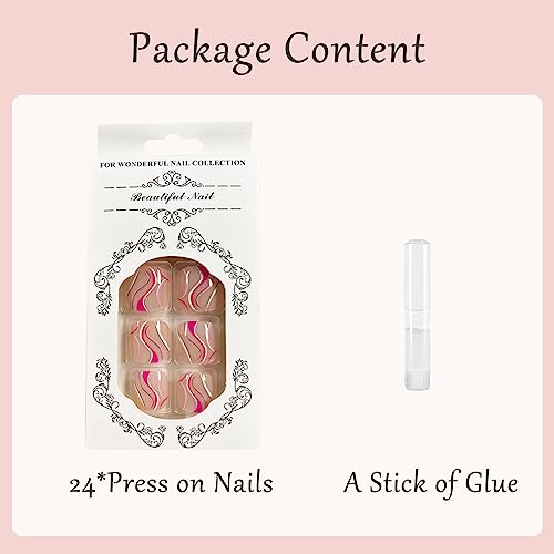 French False Toenails Short - Acrylic Press on Toe Nails - Pink Stick on Toenails with Glue - Full Cover Toe Nail Tips for Women Girls Nail Art