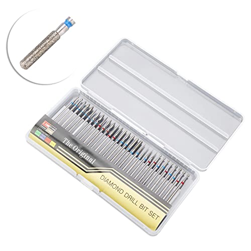 Cuticle Drill Bit, Serlium 30Pcs Professional Carbide Nail Drill Bits with Transparent Storage box for Nail Files Manicure Tools Manicure Pedicur