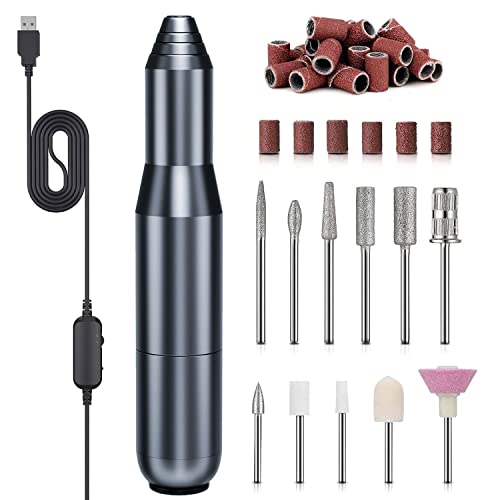 FOLAI Electric Nail Files, Nail Drill Set for Acrylic Gel Nails, Portable Manicure Pedicure Kit with Sanding Bands and Nail Drill Bits(Pink)