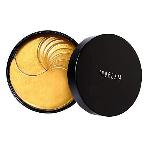 Gold Under Eye Mask Isdream Anti Aging Anti Wrinkle Under Eye Gel Pads Collagen Eye Mask for Dark Circles Under Eye Bags Removal with Hyaluronic