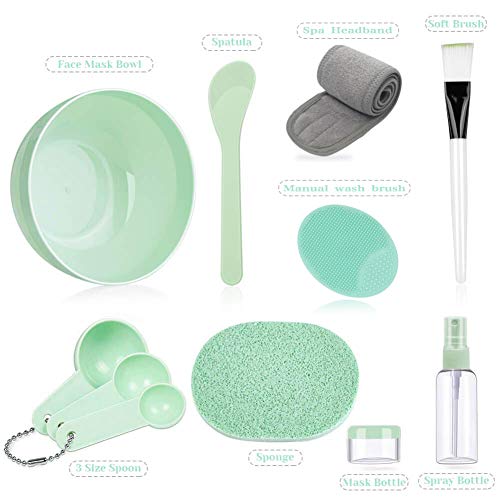 Face Mask Mixing Bowl Set, Lady Facial Care Facemask Mixing Tool Sets include Facial Mask Mixing Bowl Stick Spatula Silicone Cream Mask Brushes(G