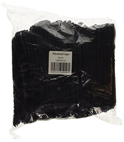 Spray Tan Disposable Pleated Mob Cap for Sun Bed Spray Tan Facial Treatment, Black - Pack of 100