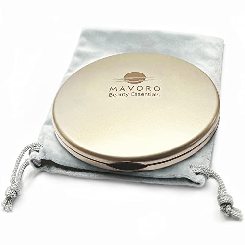 Magnifying Compact Mirror for Purses, 1x/10x Magnification – Double Sided Travel Makeup Mirror, 4 Inch Small Pocket or Purse Mirror. Distortion F