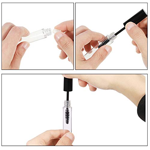 QINREN Refillable Empty Mascara Tube, 5 Pcs Clear Empty Bottle Tube Container with Inner Plug And Mascara Brushes Avoid Leaking for DIY Eyelash G