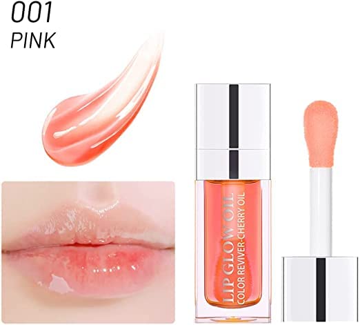 shnookz Plump Cherry Pink Lip Glow oil Crystal Jelly Lip Care Oil Moisturizing Lip Gloss Hydrating Polished Sexy Lip Tinted Lip Plumper Polished