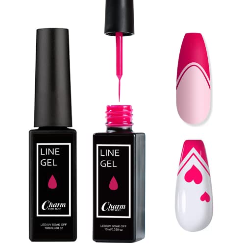 Gel Nail Polish Liner White Nail Gel Polish 10ml Nail Liner Painted Gel Polish Thin Brush For French Tip Manicure Nail Art Soak Off UV/LED for Pa