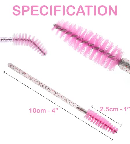 Avos-Deals-Global - 100pcs Disposable Glitter Mascara Wands Makeup Brushes Applicators Kits for Eyelash Extensions and Eyebrow Brush Tool, Castor