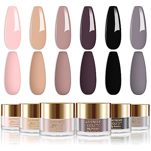 Lavender Violets Acrylic Dipping Powder System Essentials Kit 14ml Big Bottles Liquid Glue Set Steps 1-4 Base Coat Activator Top Brush Saver No N