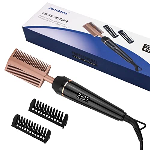 Hot Comb for Wigs, Afro Hair,230℃ Electric Heat Pressing Comb,Hot Comb Straightener,80-230℃ Adjustable Temperature, LCD Display with Anti-Scald H
