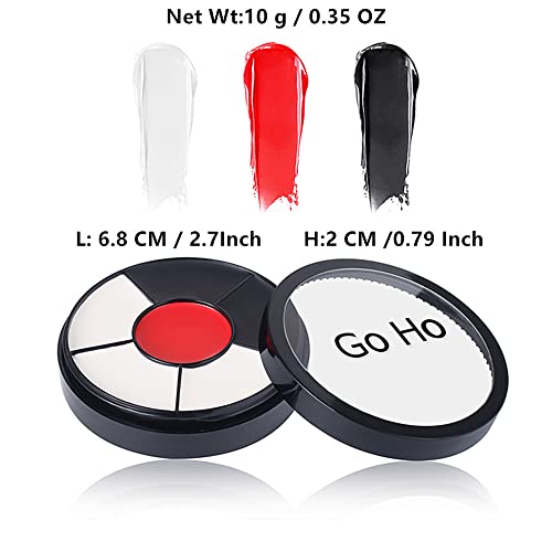 Go Ho White Black Red Colors 3 In 1 Body Paint Set,3 Colors Face Paint Wheel for Special Effects,Zombie Vampire Skeleton Halloween Costume Clown