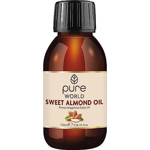 Pure World Almond Oil 100% Pure and Undiluted.100ml. Premium Italian Quality Almond Oil – Aromatherapy, Message, Skin, Nails, Body and Face, Vega