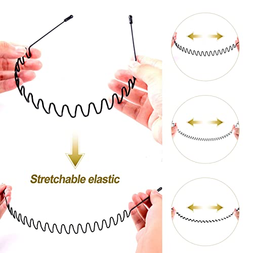 Qufiiry 3 Pcs Metal Hair Bands for Men, Metal Hair Hoop, Metal Headband, Non Slip and Durable Wavy Headband, Unisex Sport Fashion Hair Band Acces