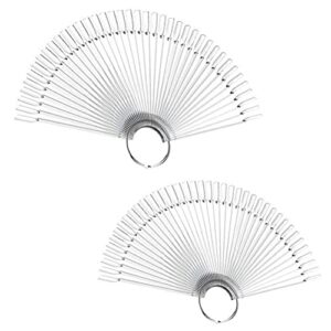 100 PCS Clear Fake Nail Swatches Fan-shaped Nails Display Sticks, Nail Art Tips Color Sticks Pop Sticks Nail Display Ring for Nail Gel Polish Pra