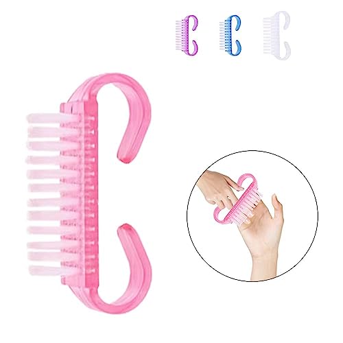 Lmyzcbzl Nail Brush, 4 Pcs Plastic Clean Brush, Hand Scrubbing Cleaning Brush, with Plastic Handle, for Cleaning Nails (Purple, Pink, Blue, Trans