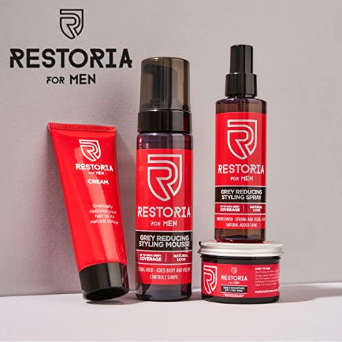 Restoria Grey Reducing Cream for Men - Hair Cream for Restoring Natural Hair Colour Gradually, Up to 100% Grey Coverage - Vegan, 100ml