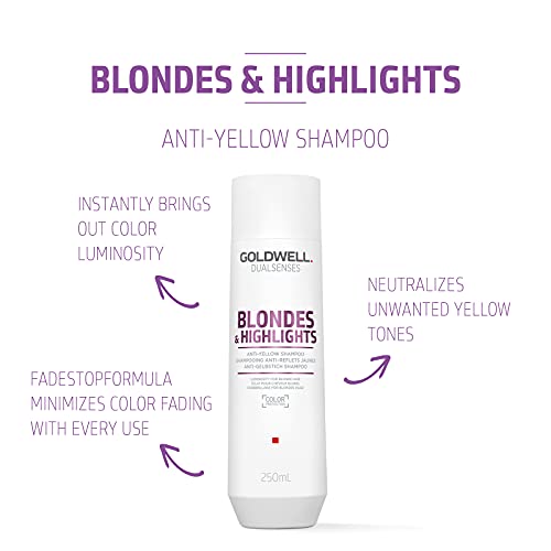 Goldwell Dualsenses Blondes & Highlights, Anti-Yellow Shampoo for Dyed and Natural Hair, 250 ml