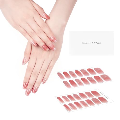 DANNI & TONI 28 Stickers Semi Cured Nail Wraps Soft Self-Adhesive Gel Nail Stickers(Happy-Go-Lucky),Salon-Quality Gel Nail Polish Strips, French