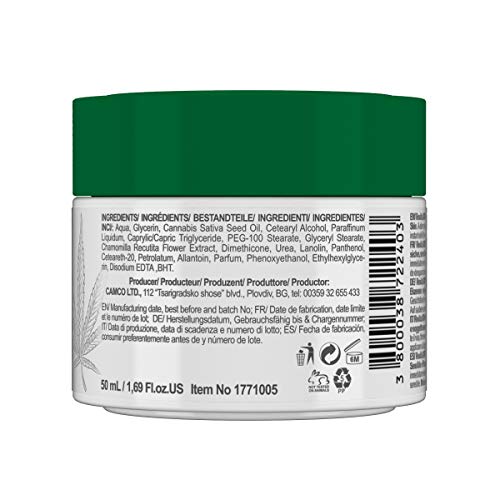 RevitaLAB Cannabis Extract Day Emollient Face Cream with Organic Hemp Seed Oil for Deep Nourishment – Dermatologically-Tested Moisturiser for Sen