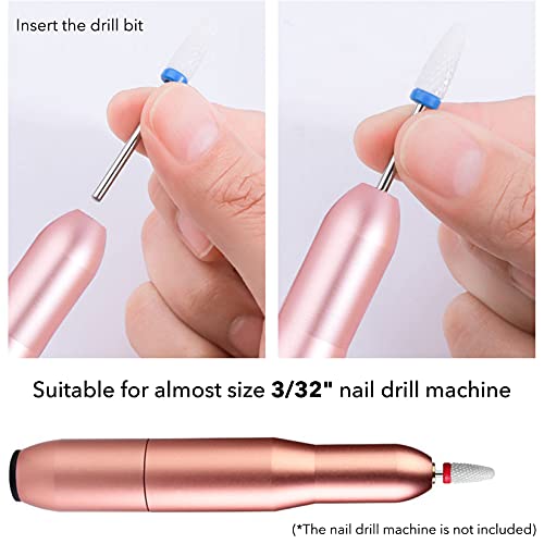 Homeet 7Pcs Ceramic Nail Drill Bit Set, 3/32 Inch Ceramic Drill Bits for Cuticle Electric Nail Cutter, Professional Safety Nail Drill Bits for Ac