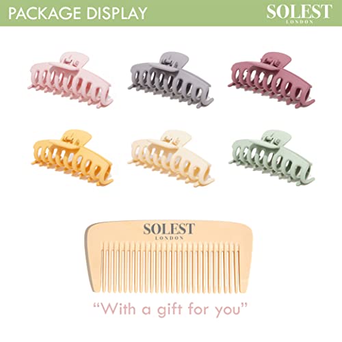Solest London Hair Claw Clips - Pack of 6 Claw Clip for Women and Girls - 6 Trendy Coloured Claw Clip - 4.3 inch - Hair Claw Clips for all Hair w