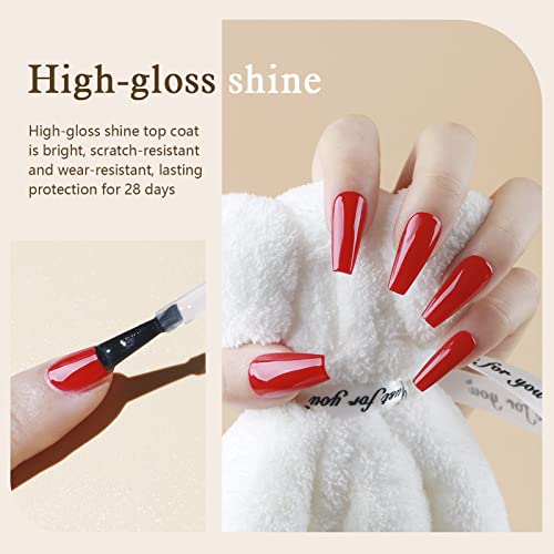 CCO Gel Base Coat and Top Coat Nail Polish- No Wipe Base and Top Coat Set LED UV Soak Off Nail Lamp for Home DIY & Nail Salon Varnish Long Lastin