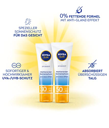 NIVEA SUN Face Sun Cream Frosted Sun Protection SPF 50 Tube 50ml