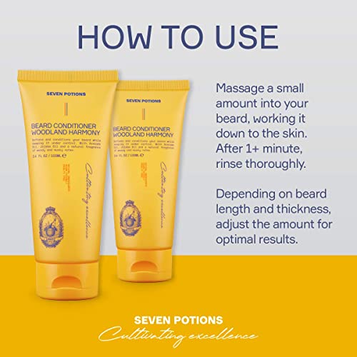 Seven Potions Beard Conditioner for Men – Prevents Beard Itch and Dandruff – Natural, Vegan, Cruelty Free – (Woodland Harmony, 100ml)