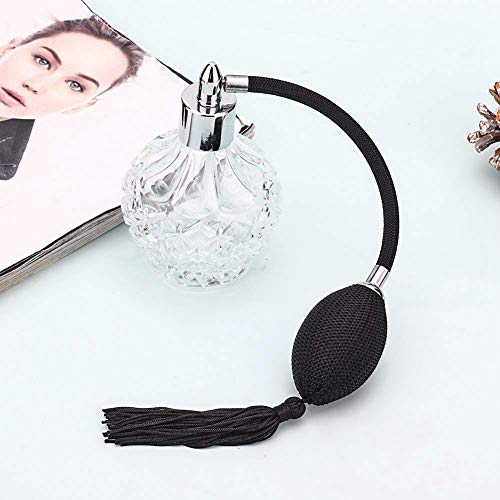 Perfume Atomizer, Vintage Perfume Bottle, Perfume Glass Spray Atomizer Crystal Art Vintage Style Reusable Empty Glass with Tassel (90ml)