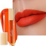 Oulac Kissproof Matte Liquid Orange Lipstick for Women - Lip Stain Waterproof & Long Lasting Lip Tint with Vitamin E & Rose Oil High Pigment Colo