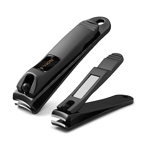 FVION Nail Clippers Set, Nail Cutter Stainless Steel for Thick Fingernails Toenails Heavy Duty Nail Clipper for Men Women