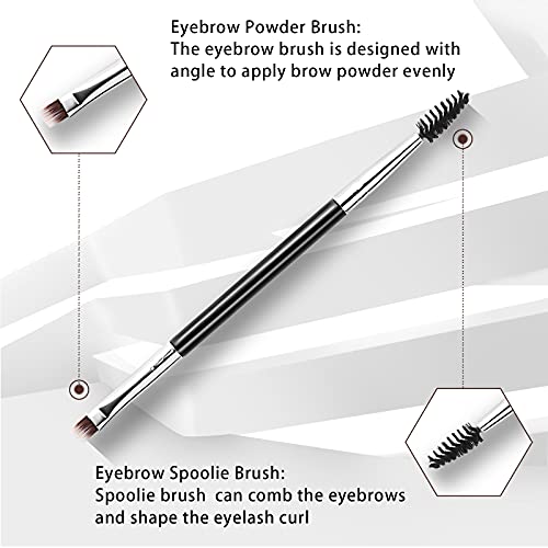 Dual Eyebrow Eyeliner Brush, 4 Pcs Eyebrow Brush Duo Eyebrow Spoolie, Professional Angled Eye Brow Brush Perfect for Filling and Shaping Brows