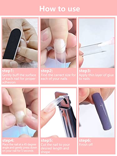 500Pcs XXL Extra Long Nail Tips, No C Curve Clear Square False Nails Professional Set,10 Sizes Ballerina Shaped Straight Fake Nails,Half Cover Pr