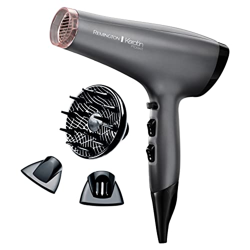 Remington Keratin Protect Ionic Hair Dryer, Infused with Keratin and Almond Oil for Healthy Looking Hair - AC8008, Silver