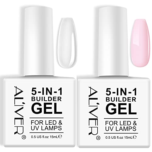 Builder Gel for Nails, 5 in 1 Gel Builder for Nails Strengthener, UV/LED Nail Polish Gel for Nail Art Decoration, Professional Manicure False Nai