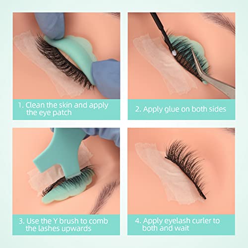 ATOMUS 60PCS Eyelash Perming Silicone Pads Eyelash Lift Perming Curler Shield Pads with 10PCS Y Shape Eyelash Brush
