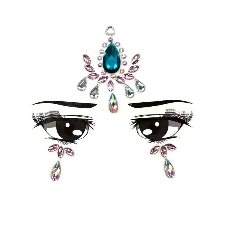 Face Gems, Jane Choi Rave Festival Face Crystal Glitter Mermaid Face Stickers for Kids Girls/Women, Rhinestone/Diamond Temporary Body Gems Tattoo