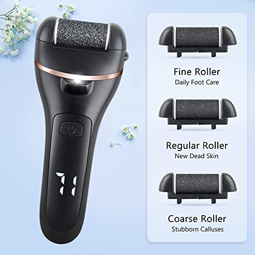 ZOUYUE Electric Foot File Pedicure Set, Rechargeable Waterproof Hard Skin Remover with 3 Rollers and 2 Speeds, Callus Remover Foot Care Gift Kit