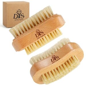 Wooden Fingernail Nail Brushes for Cleaning, Finger Nails Scrub Brush to Clean Fingernails Toenails, Natural Boar Sisal Bristle Two-sided Non-sli