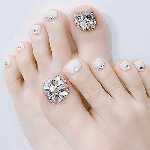 Fake Toe Nails Press on Toenails Full Cover Matte White Toenails Artificial Foot Nails for Nail Salons and DIY Nail Art 24PCS