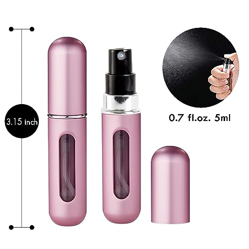 Rosiya Perfume Atomiser pack of 5pcs Perfume Travel Bottle, 5ML Refillable Perfume Spray Bottle Easy to Refill Empty Atomiser Bottle for Purse, H