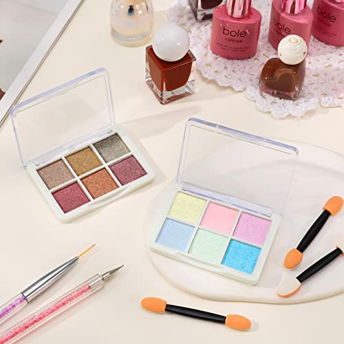 Firtink 2 Packs Chrome Nail Powder, 12 Colors Shiny Nail Art Pigment Powder Nail Glitter Powder Set DIY Nail Decoration Holo Dust Powder