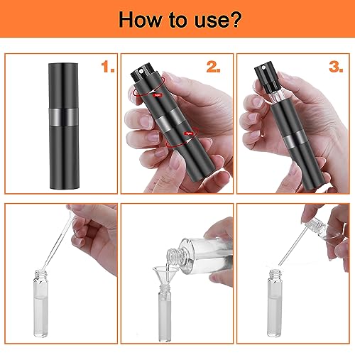 Molain 8ML Atomizer Perfume Spray Bottle for Travel,Portable Mini Perfume Atomizer,Refilable Empty Small Spray Bottle for Men and Women(2PCS,Blac