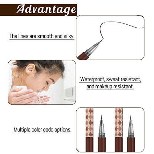 Eyebrow Pencils 2 Pack, Ultra-Fine Waterproof Brow Pen in Light Brown & Gray, Microfilling Felt Tip for Precision, Long-Lasting Makeup, Natural D