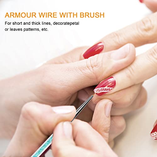 Jsdoin 5pcs Doubel Ended Nail Art Brushes, Nail Dotting Tool, Nail Art Pens Liner Brush Manicure Point Drill Drawing Painting Tools Set for DIY N